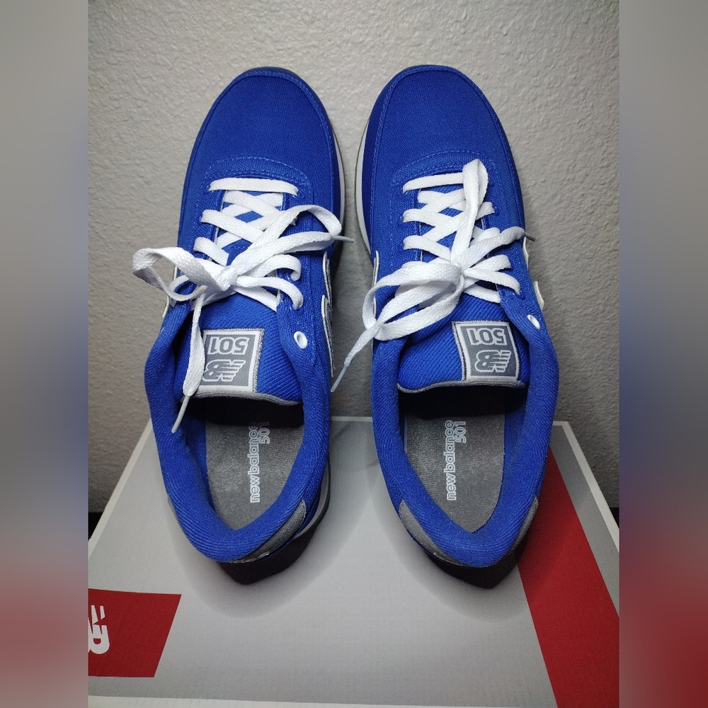 New Balance 501 Blue Gray White Men's Athletic Sneakers - Picture 9 of 13